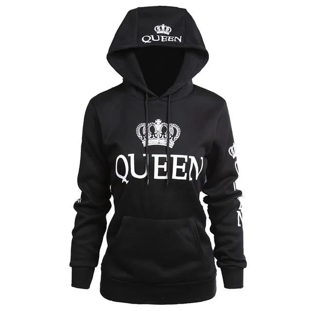 King and Queen Matching Black Hoodie Set