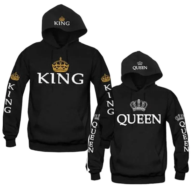 King and Queen Matching Black Hoodie Set