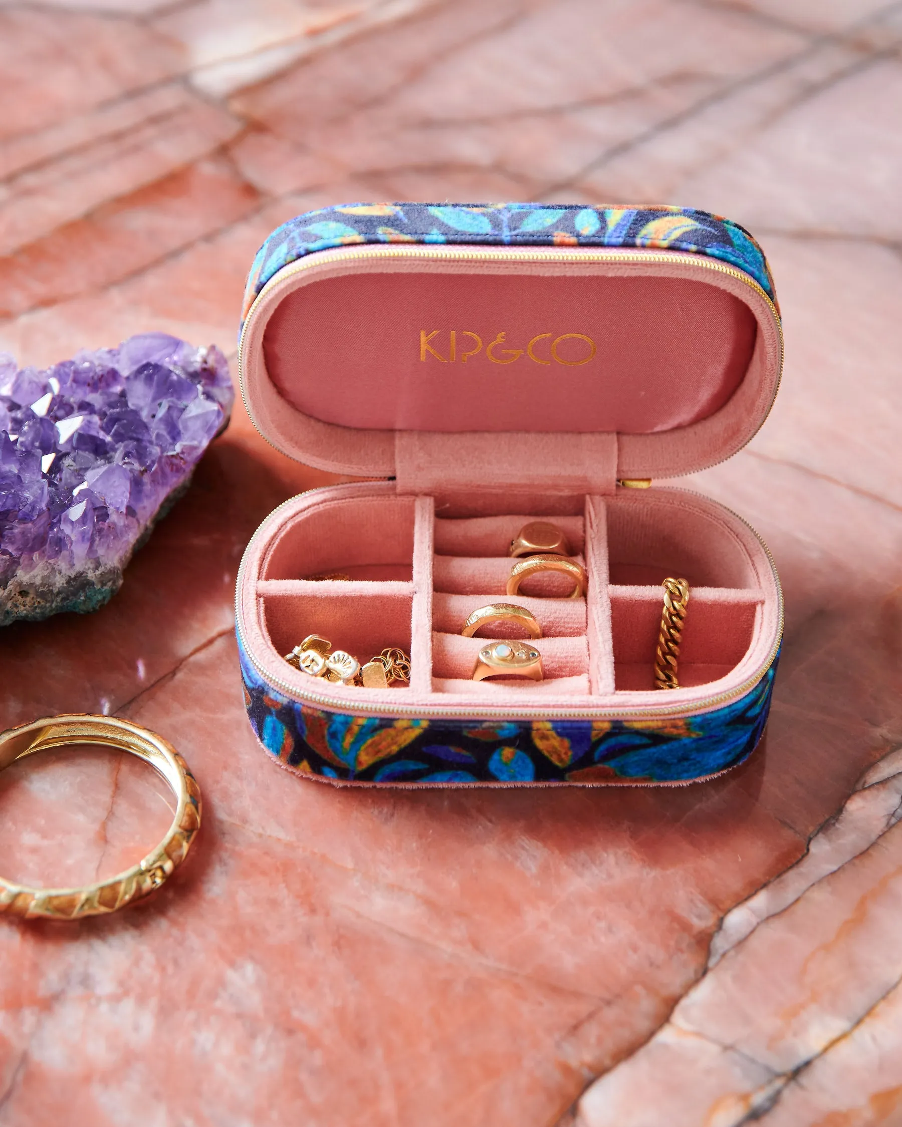 Kip & Co Fallen Leaves Travel Velvet Jewellery Box