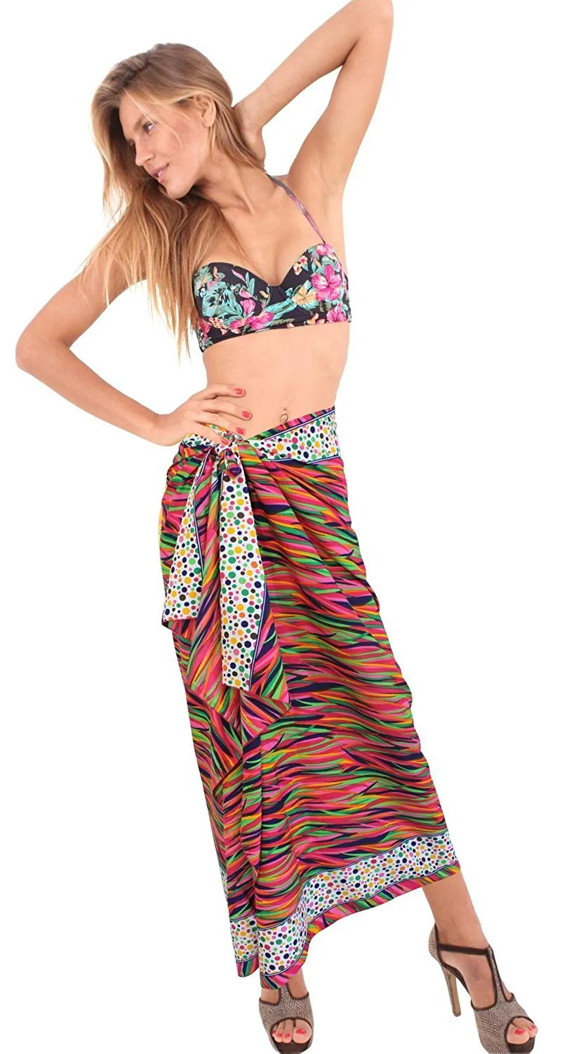 LA LEELA Women Beachwear Wrap Bikini Cover up Bathing Suit Swimwear 07 ONE Size