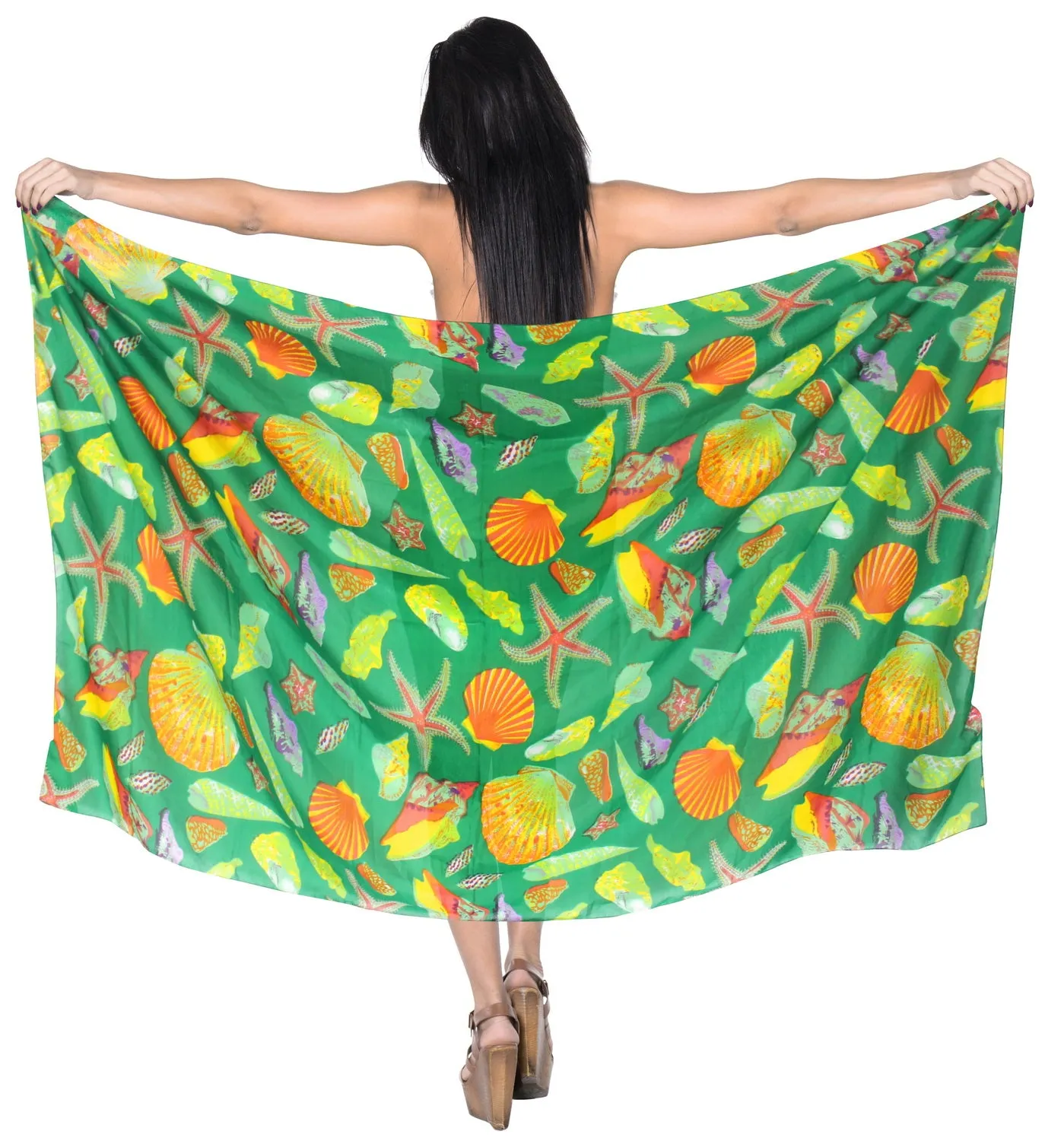 LA LEELA Women's Beach Cover Up Pareo Canga Swimsuit Sarong One Size Green_D238