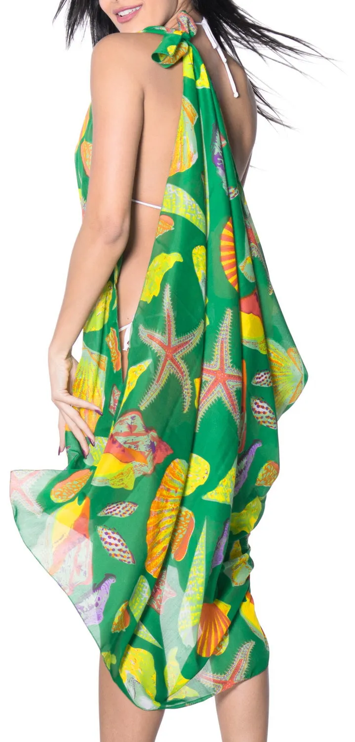 LA LEELA Women's Beach Cover Up Pareo Canga Swimsuit Sarong One Size Green_D238