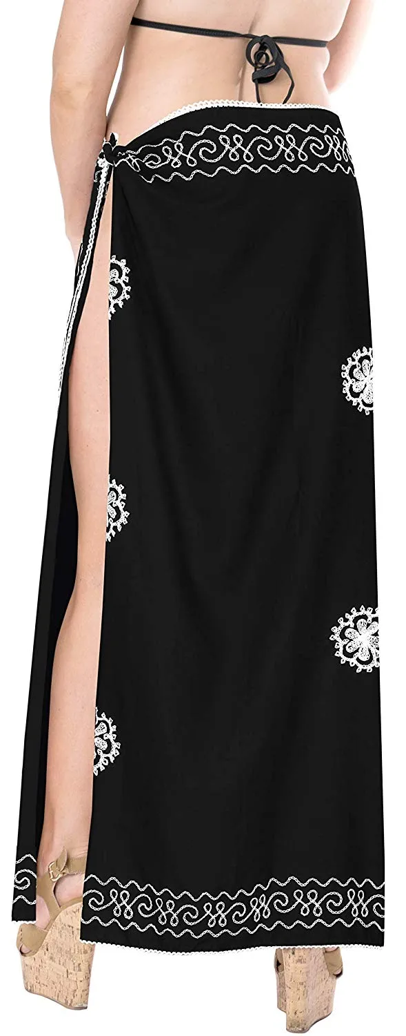 LA LEELA Women's Bikini Cover up Wrap Dress Swimwear Sarong Solid ONE Size