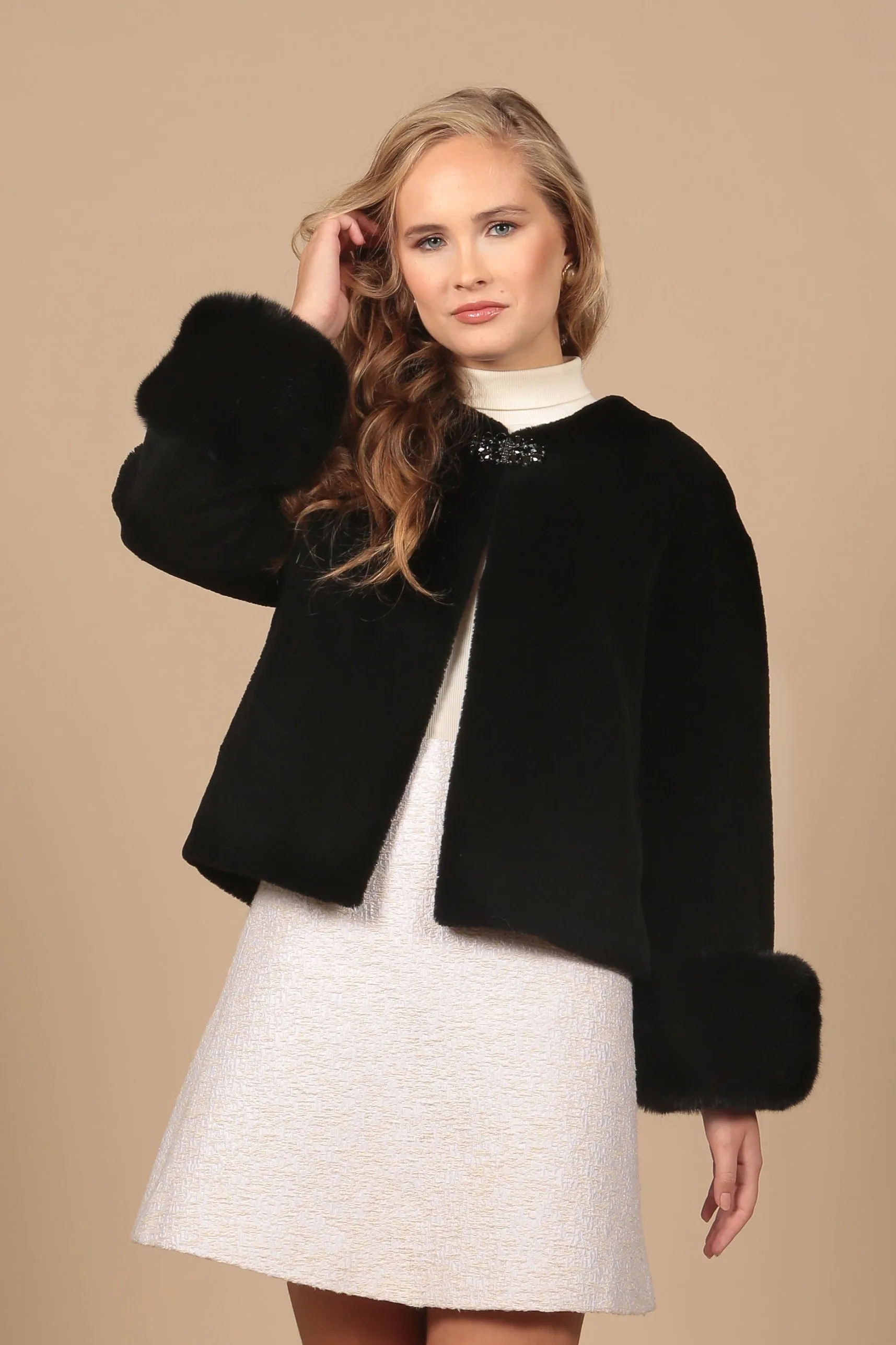 Last Chance 'Gilda' Wool Coat in Nero