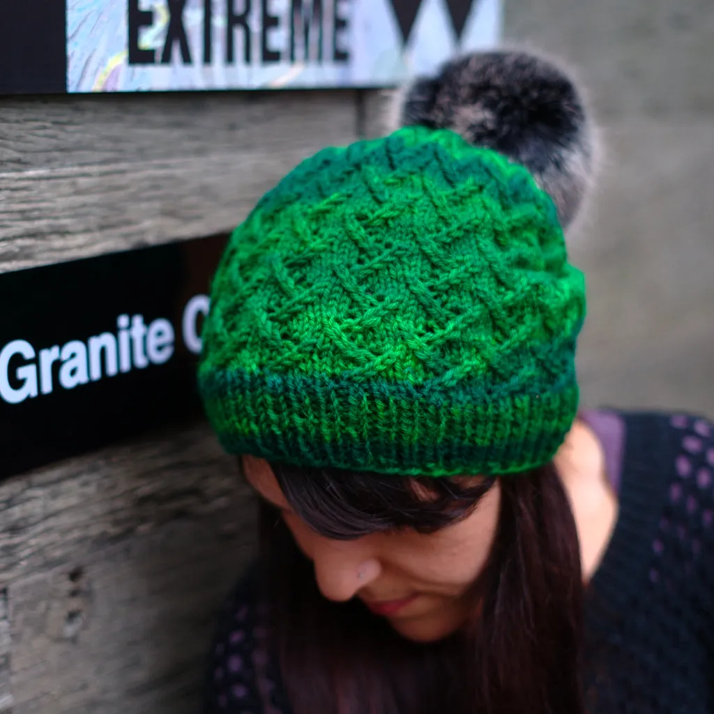 Lattice Slouchy Hat, Intermediate Knitting Pattern