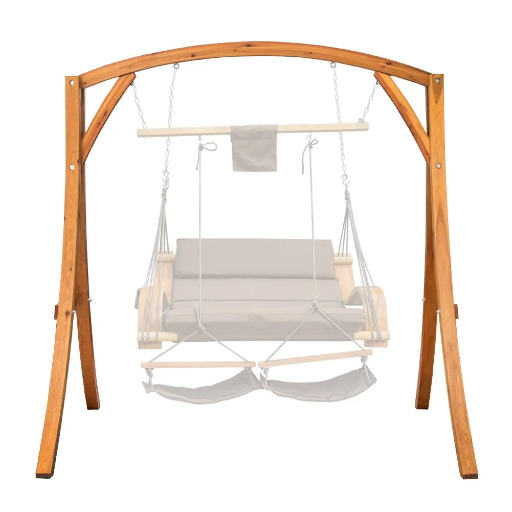 Lazy Daze Hammocks Deluxe Wooden Arc Frame Hammock Swing Chair Stand Heavy Duty Russian Pine Hardwood, Weight Capacity 450 lbs