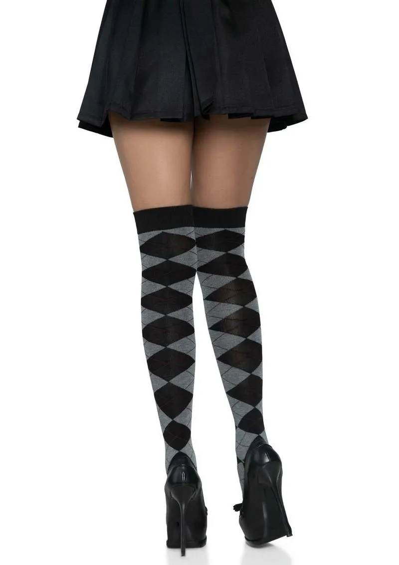 Leg Avenue Argyle Knit Over The Knee Socks