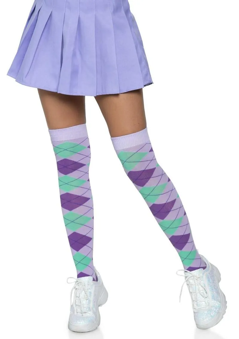 Leg Avenue Argyle Knit Over The Knee Socks