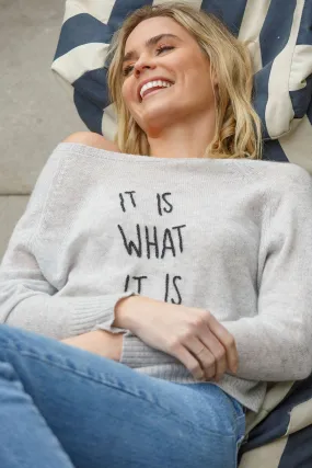 Life is Good | Cashmere Crewneck | It Is What It Is Embroidery Sweater