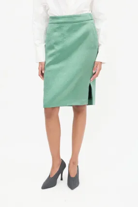 Light Green Puckered Midi Skirt