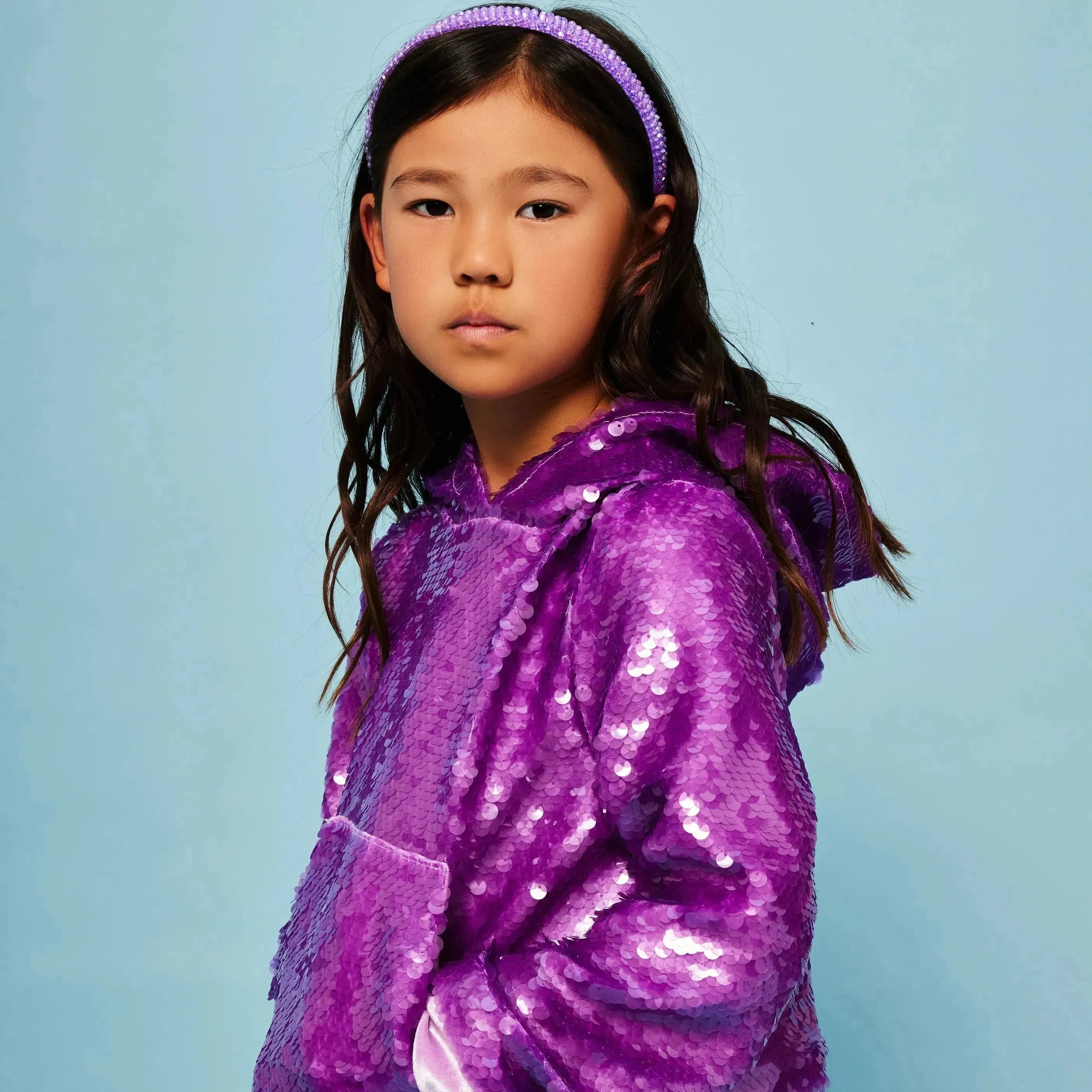 Lilac Oversized Sequin Hoodie