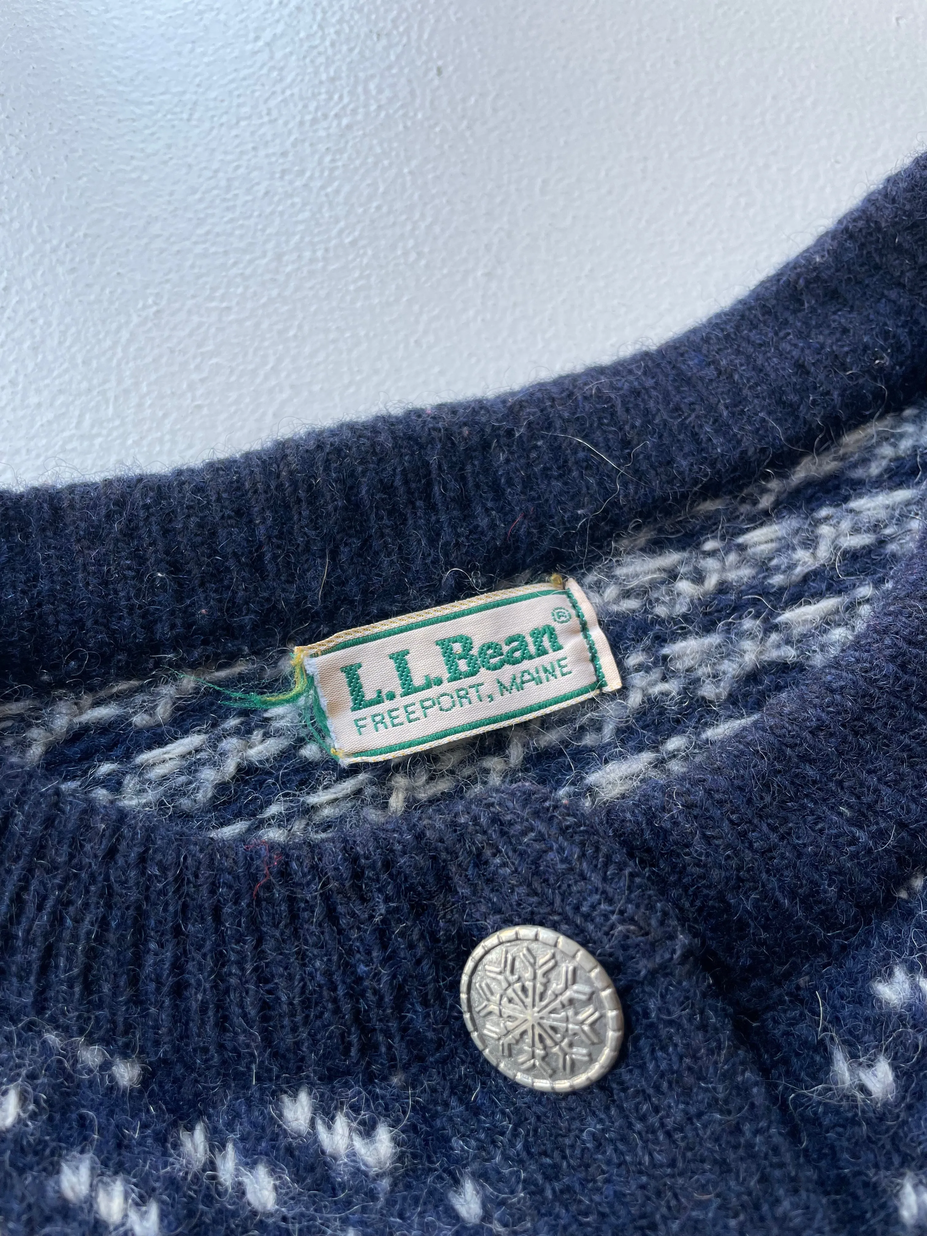 L.L. Bean Birds-eye Cardigan | 1980s