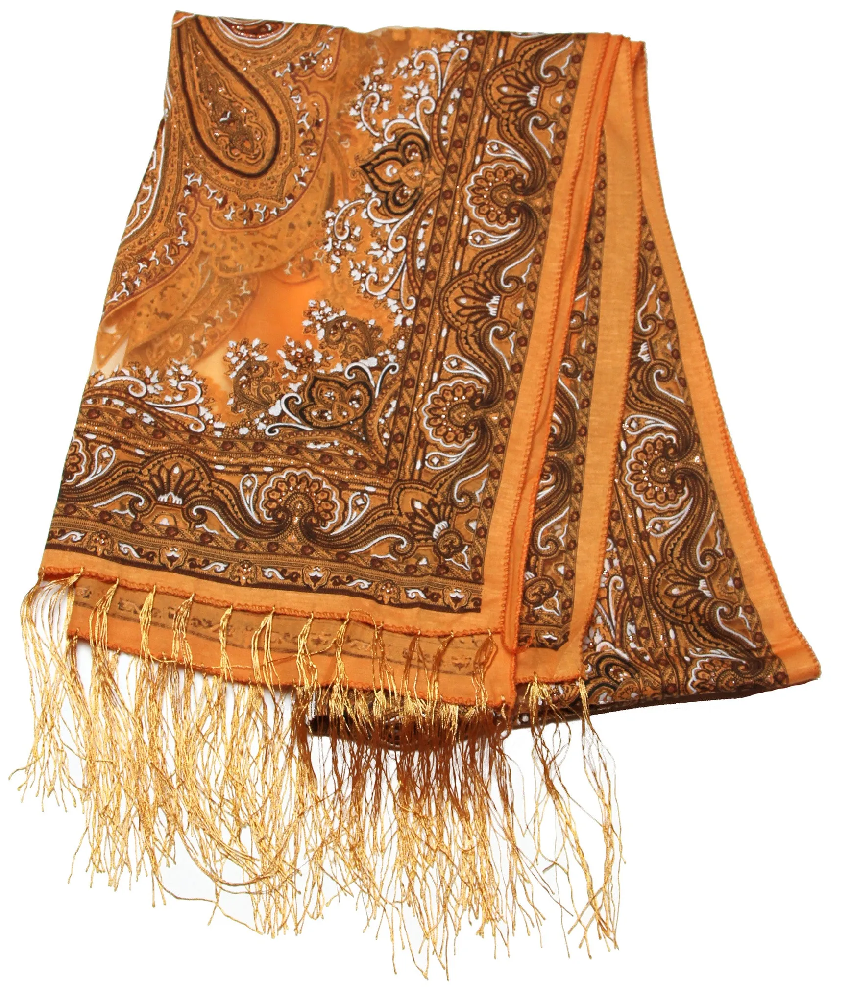 Lovely Hand Made Thai Floral Scarf Shawl Brown