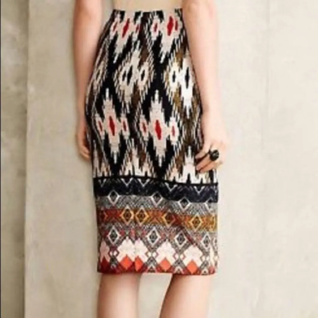 Maeve Tribal Print Pencil Skirt - Size XS