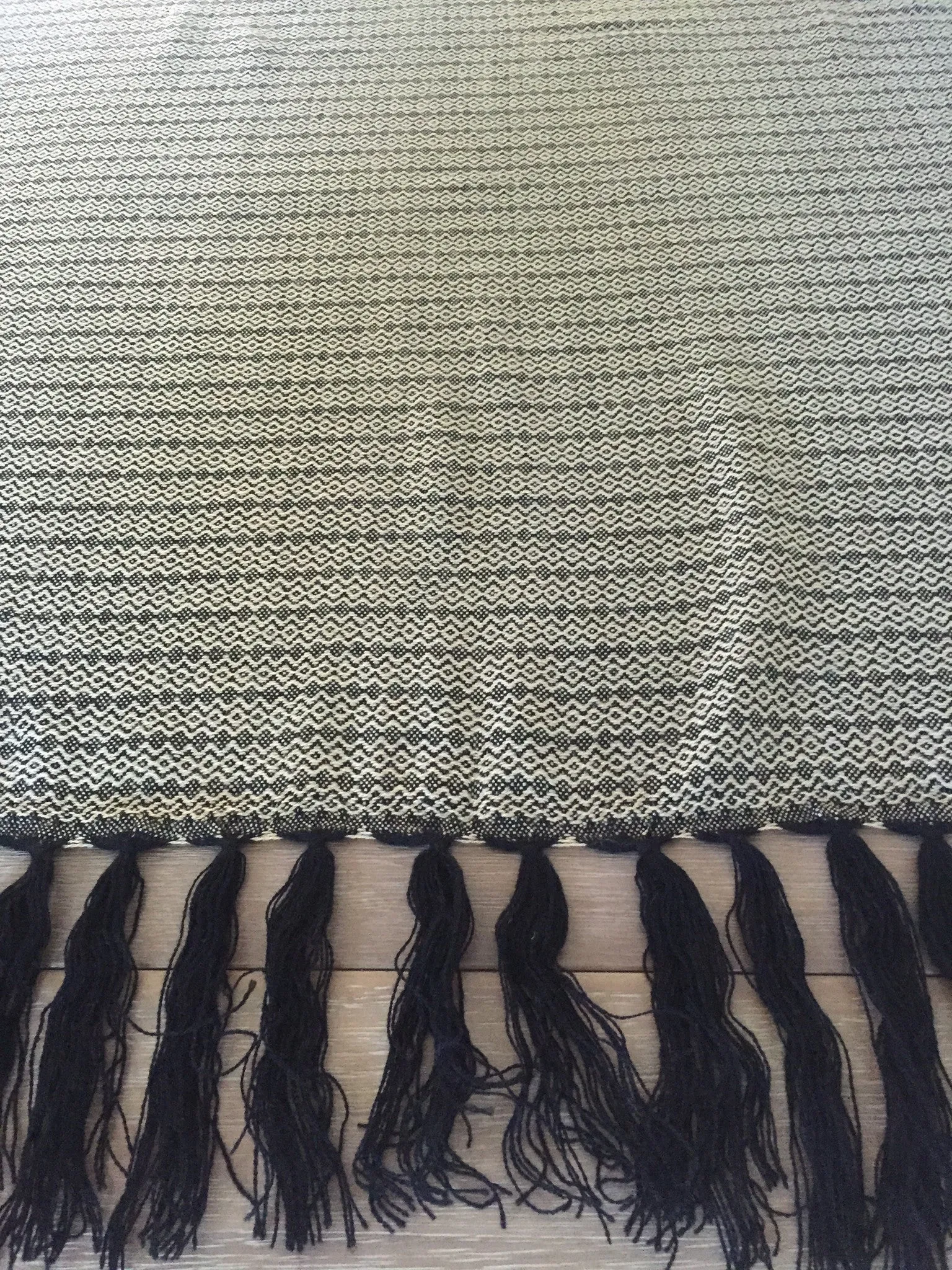 Mexican Rebozo Handwoven black and white with Fringes