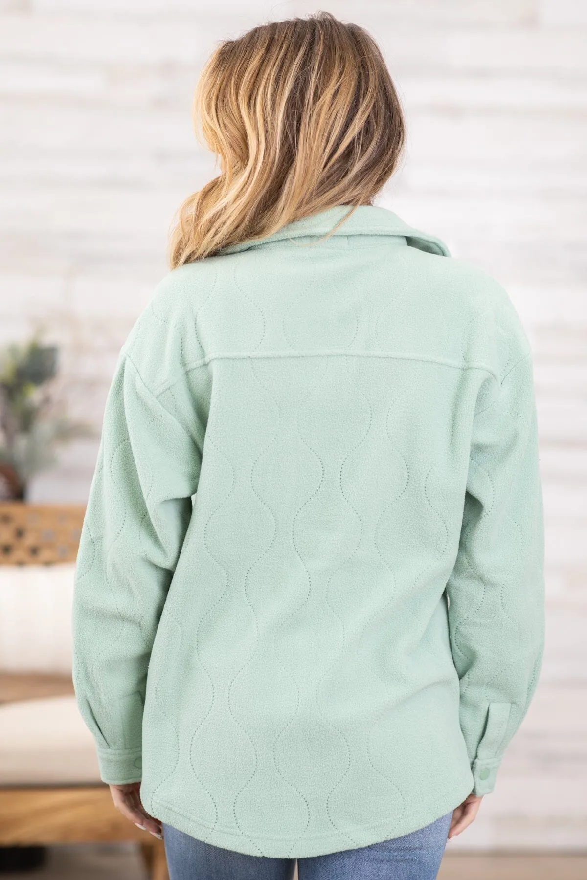 Mint Quilted Fleece Shacket