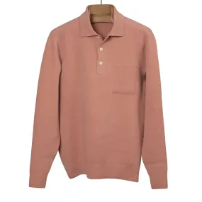 Molded polo sweater in pink wool mix