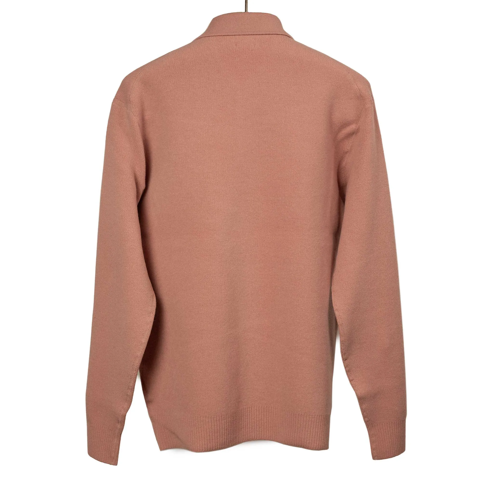 Molded polo sweater in pink wool mix