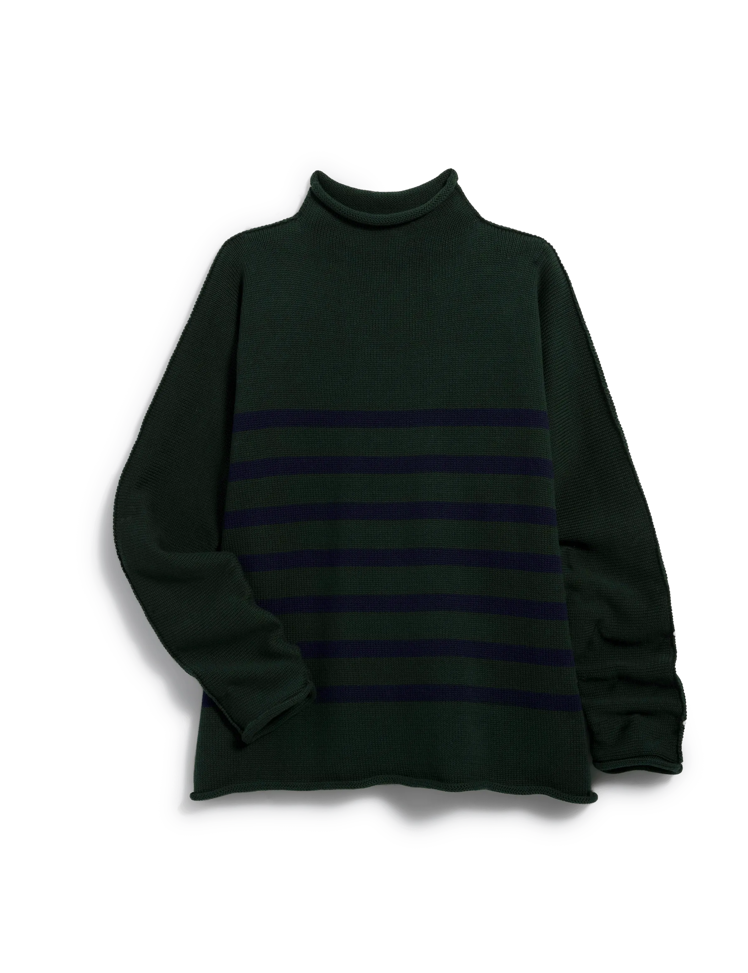 MONTEREY Green with Navy Stripe, Pure Italian Cotton