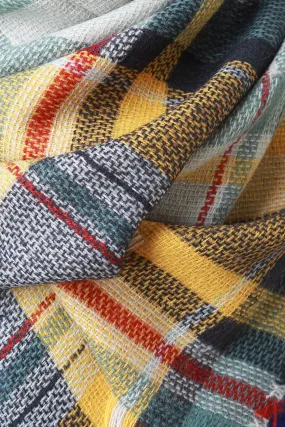 Multi Colored Plaid Woven Blanket Scarf