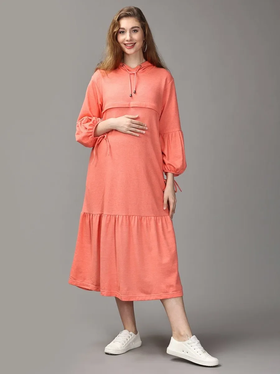 Nectarine Maternity and Nursing Hoodie Tier Dress