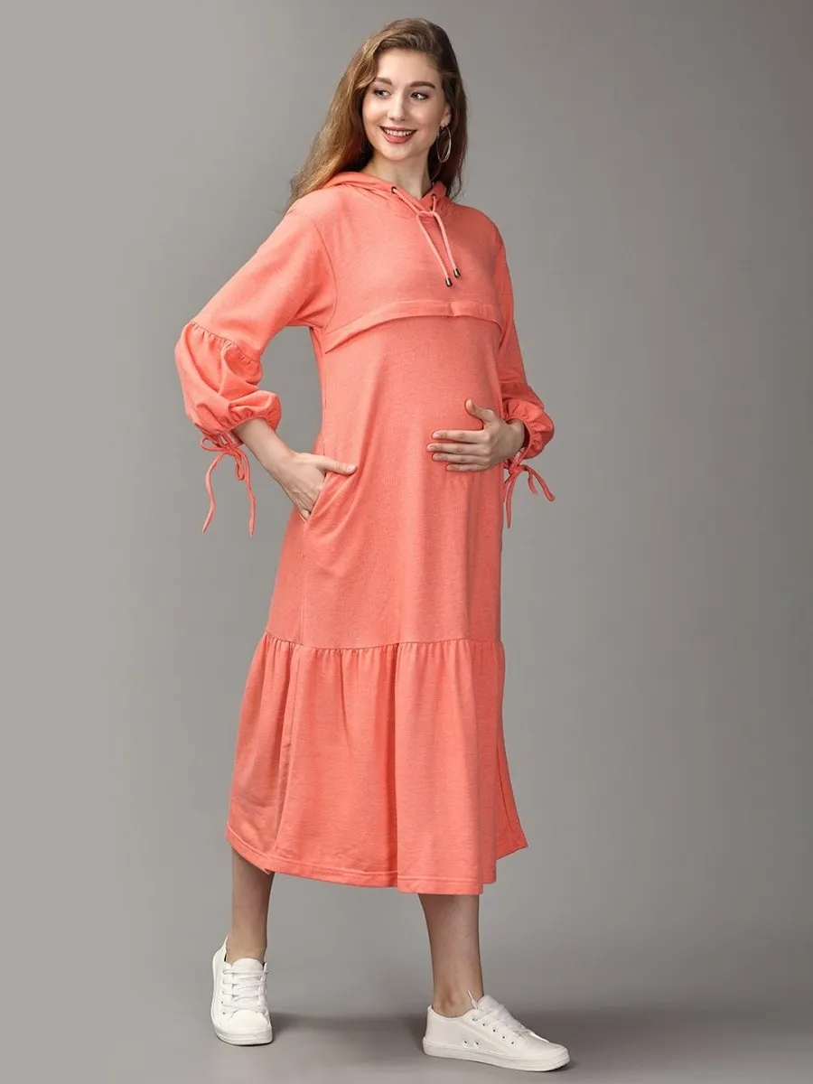 Nectarine Maternity and Nursing Hoodie Tier Dress