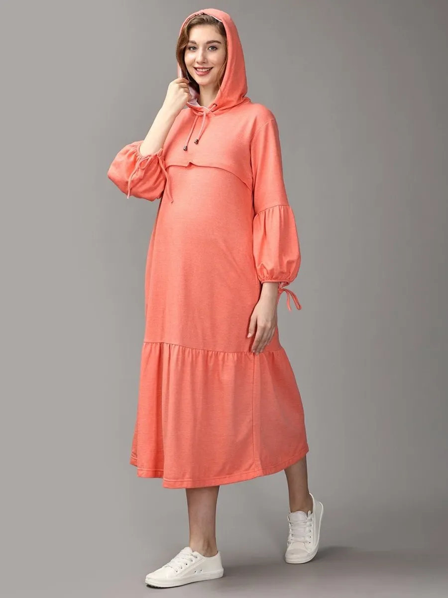 Nectarine Maternity and Nursing Hoodie Tier Dress