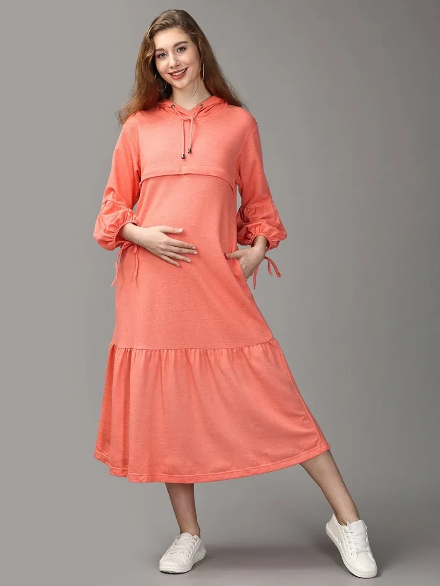 Nectarine Maternity and Nursing Hoodie Tier Dress