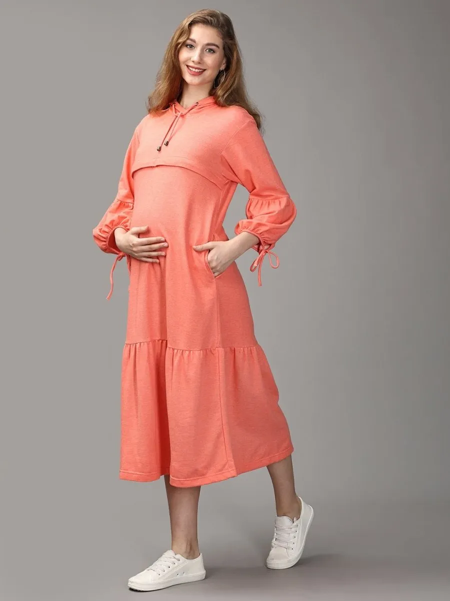 Nectarine Maternity and Nursing Hoodie Tier Dress