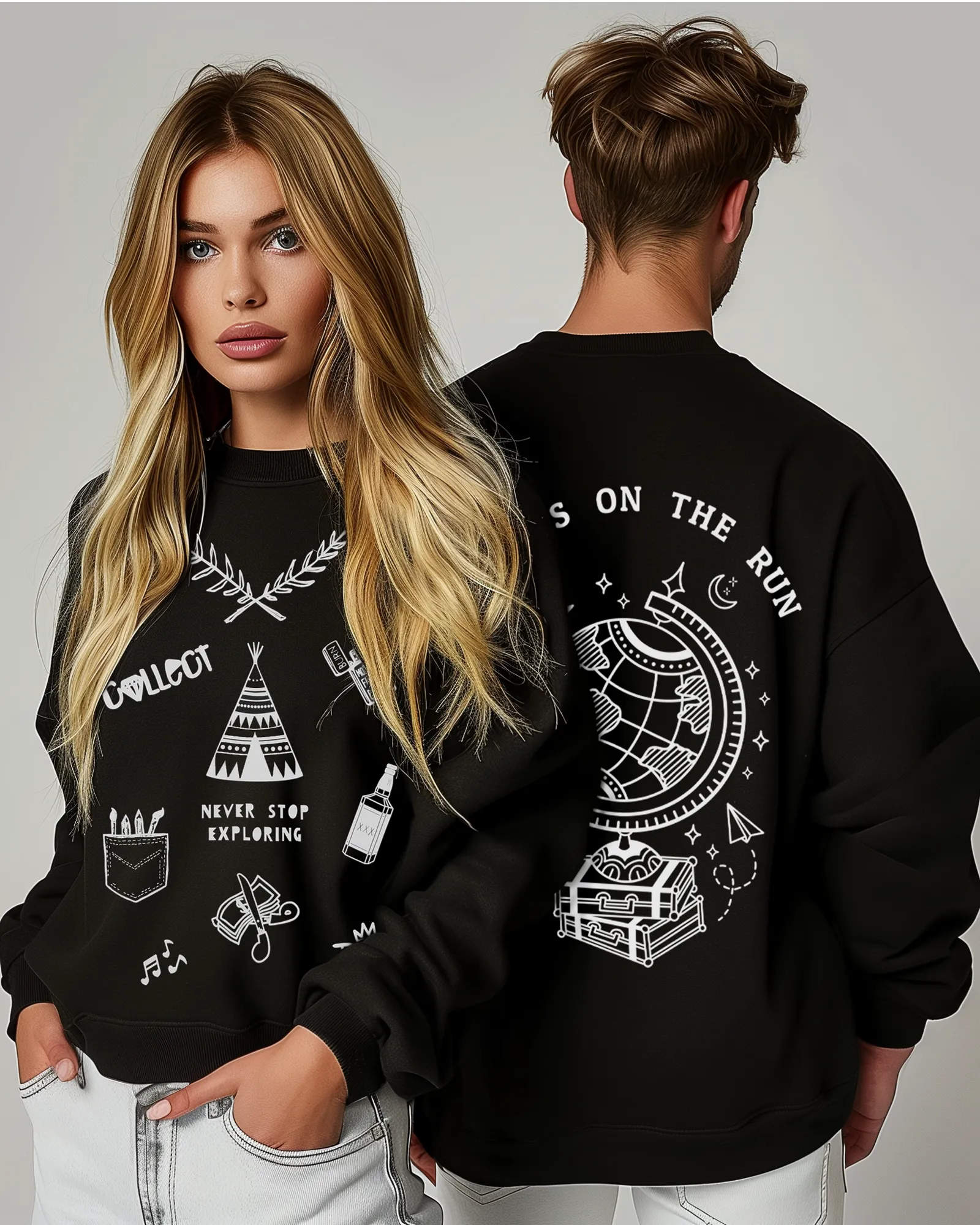 Never Stop Exploring Sweater Black