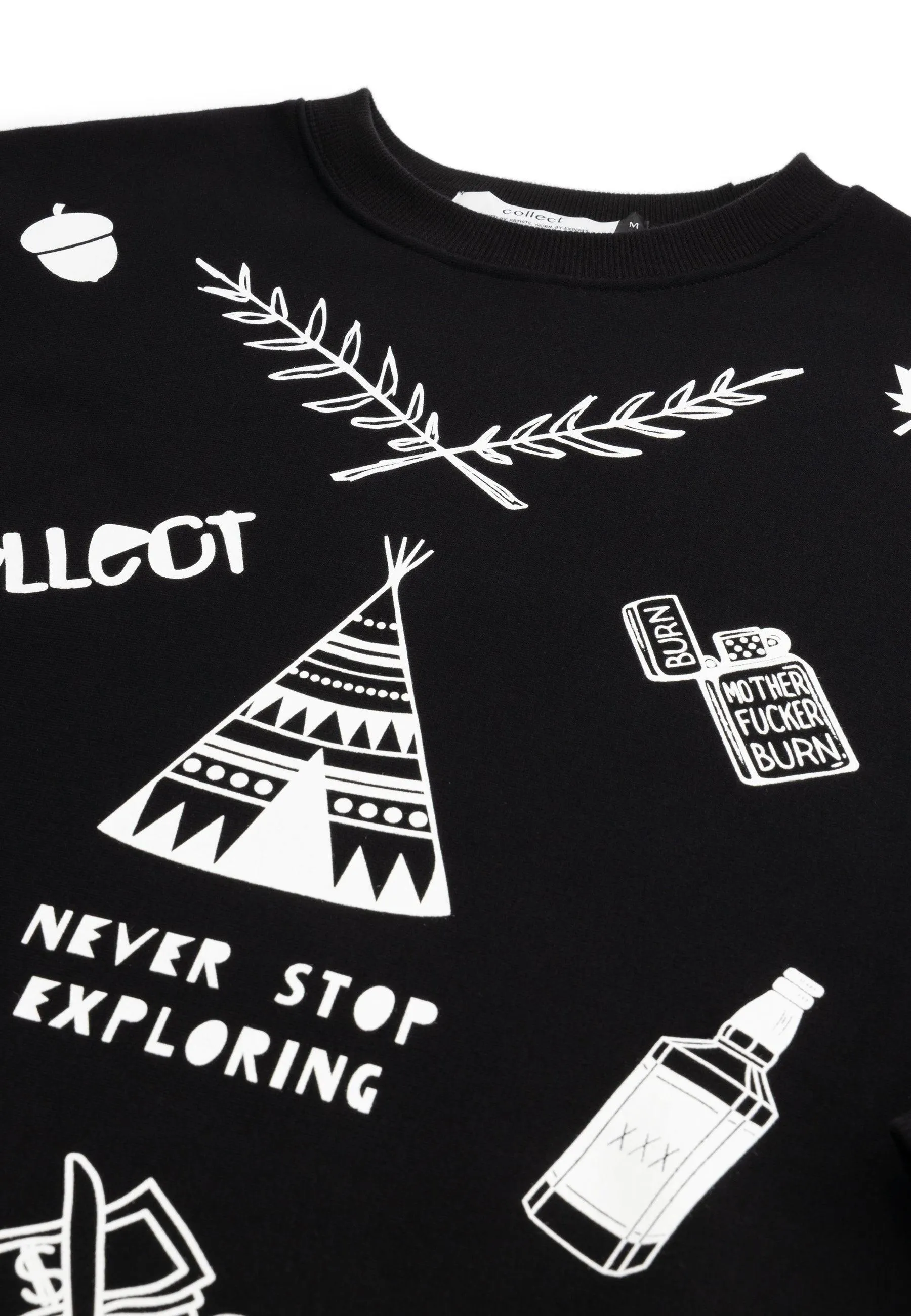 Never Stop Exploring Sweater Black