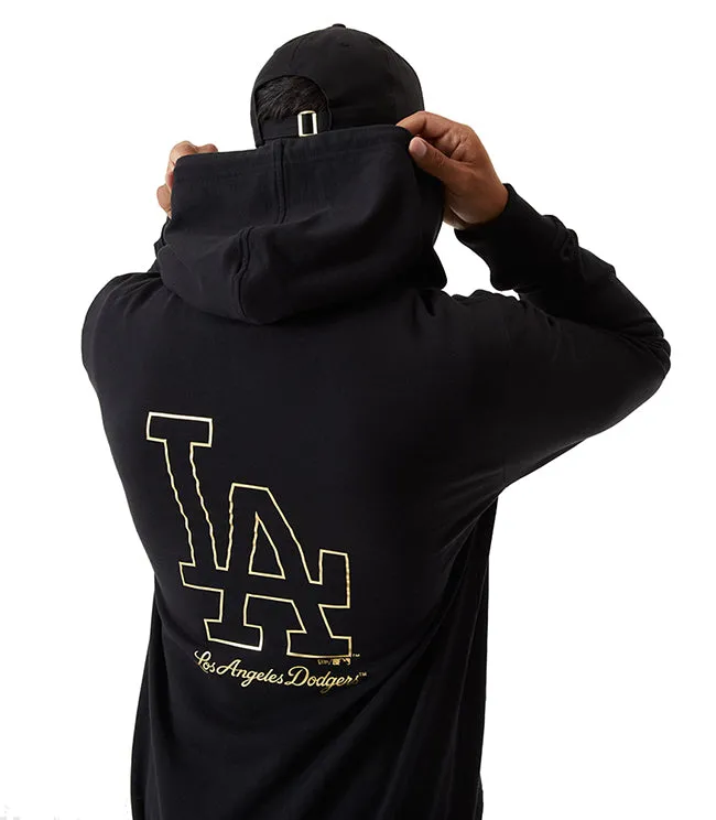 New Era Mens Metallic Hoody LA Dodgers Black Gold