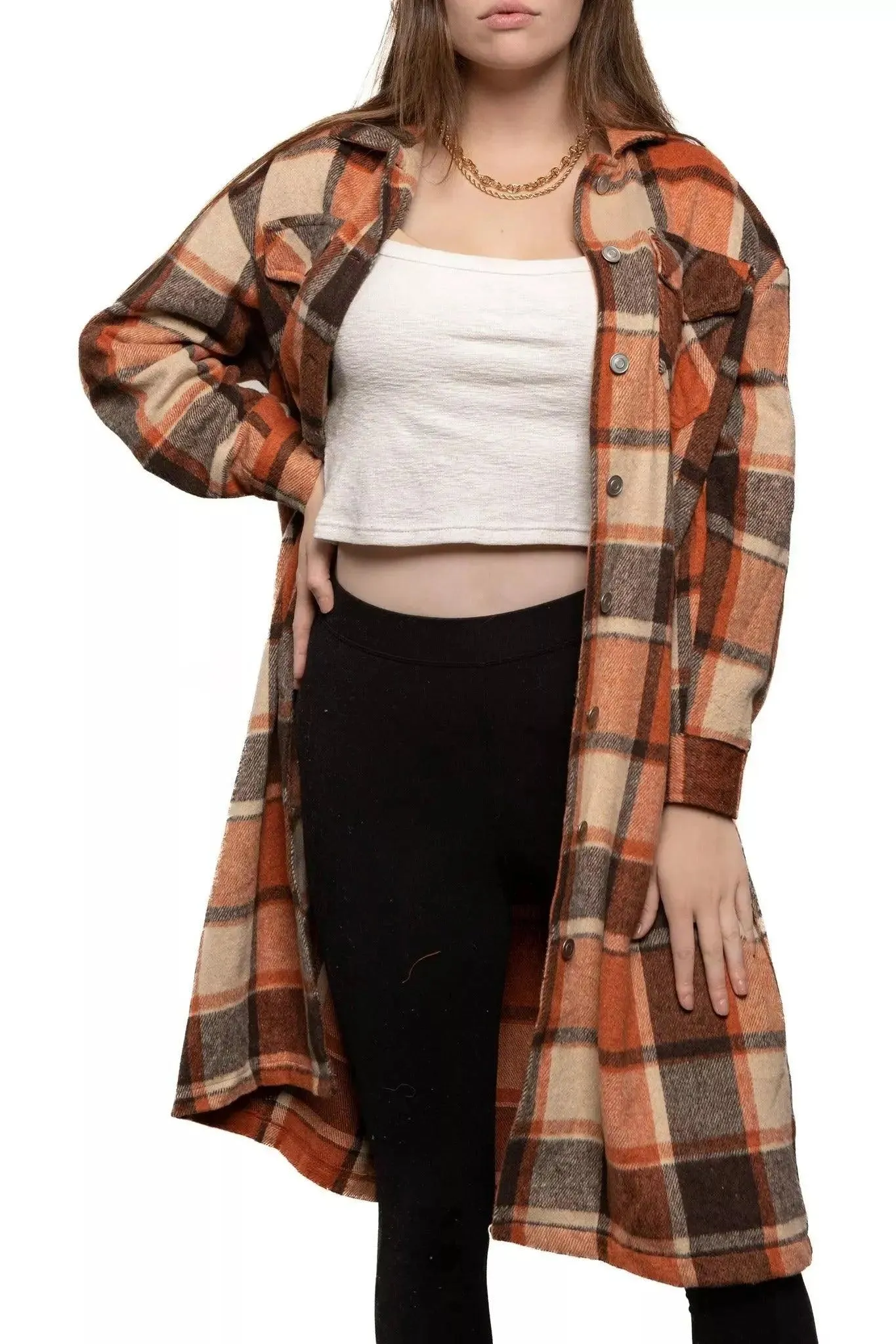 Oversized Plaid Long Shacket