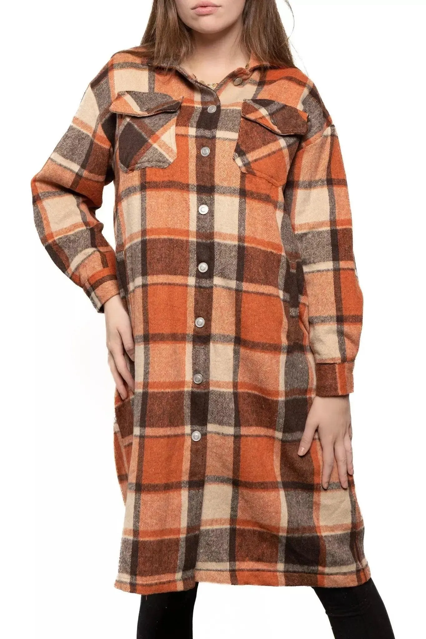 Oversized Plaid Long Shacket