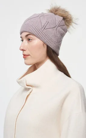 Pom Pom Hat, lavender/natural