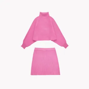 Pre Order:  Pink Knit Turtleneck Set