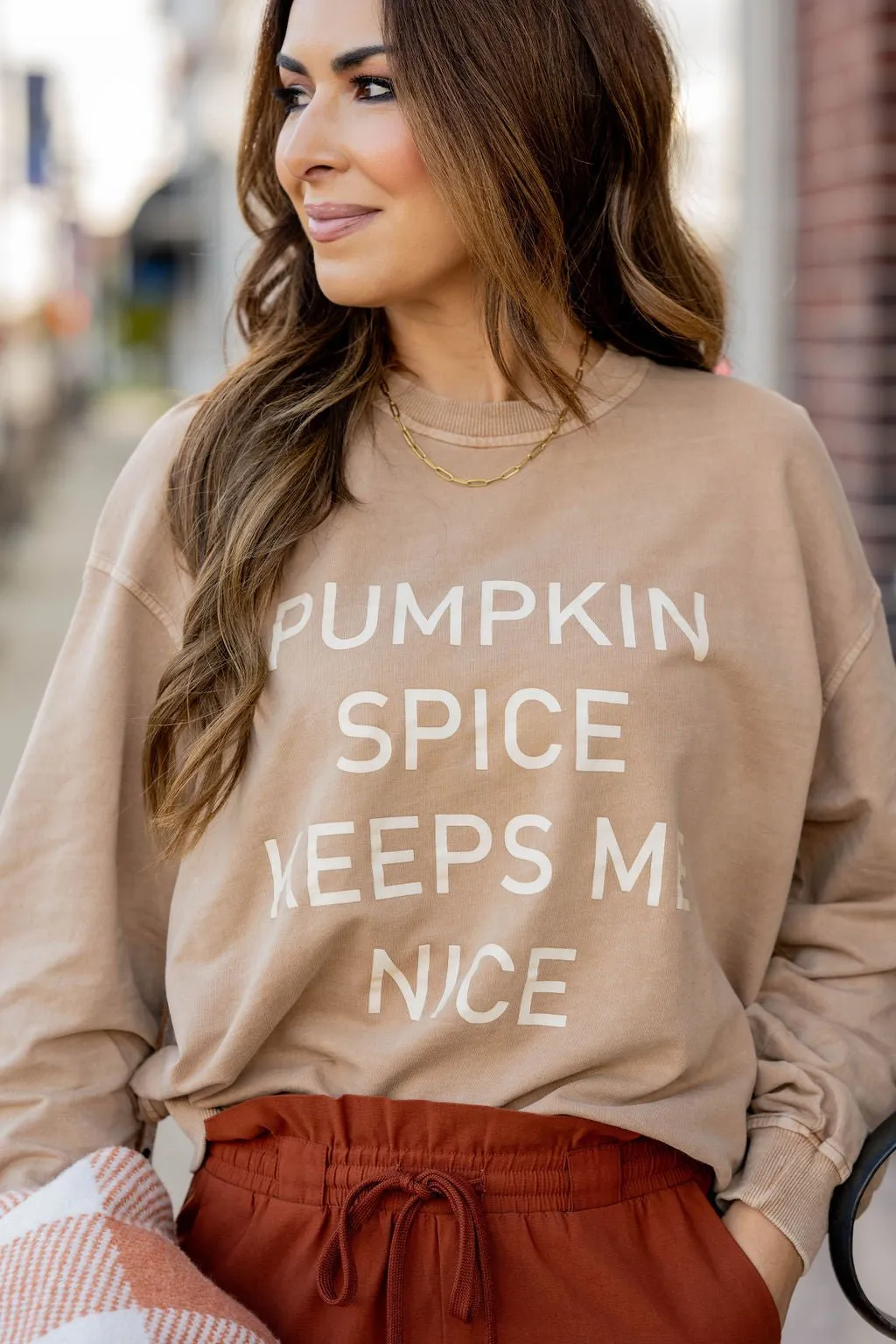 Pumpkin Spice Keeps Me Nice Graphic Crewneck