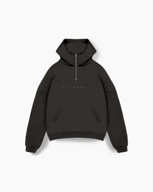 QUARTER ZIP HOODIE - COAL