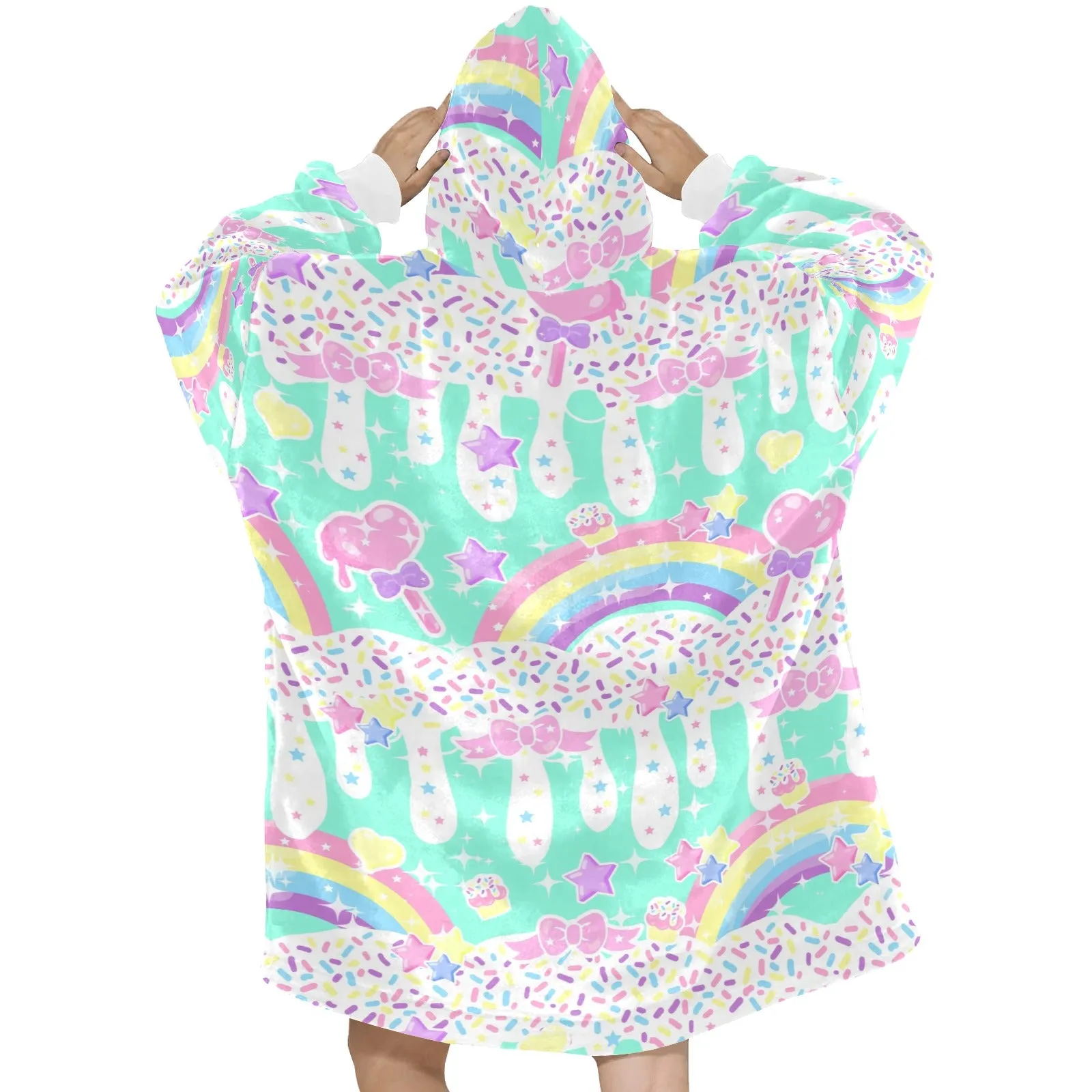 Rainbow Sweets Mint Blanket Hoodie