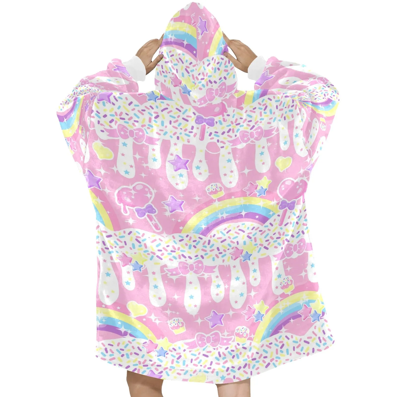 Rainbow Sweets Pink Blanket Hoodie