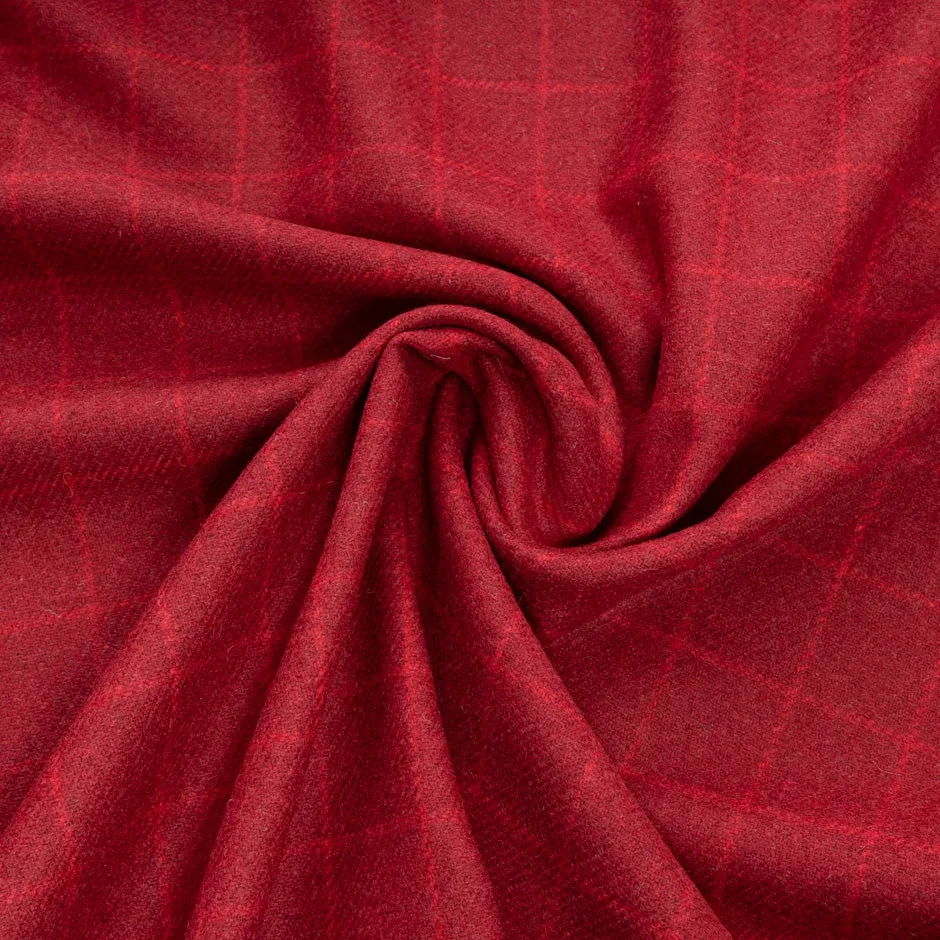 Red Checkered Deep Red Wool Blend