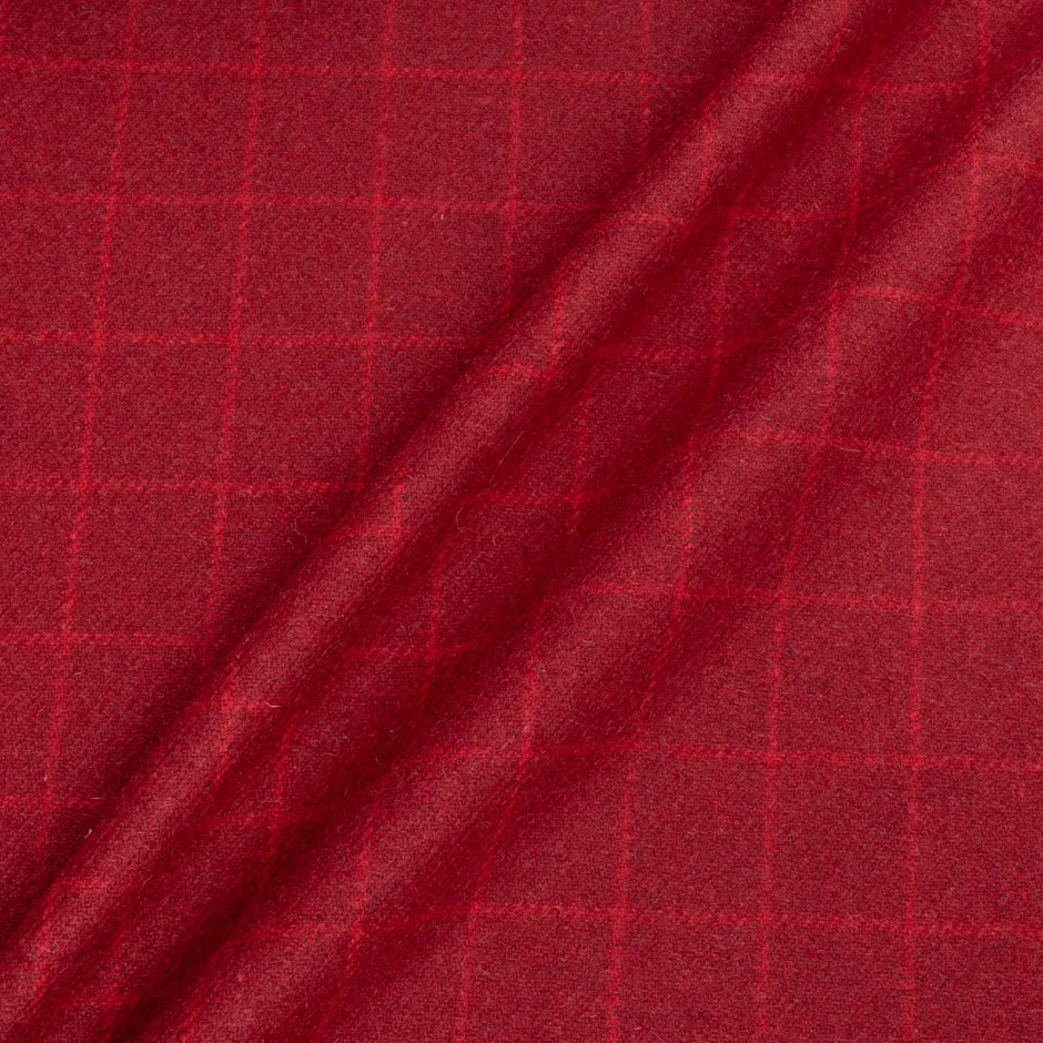 Red Checkered Deep Red Wool Blend