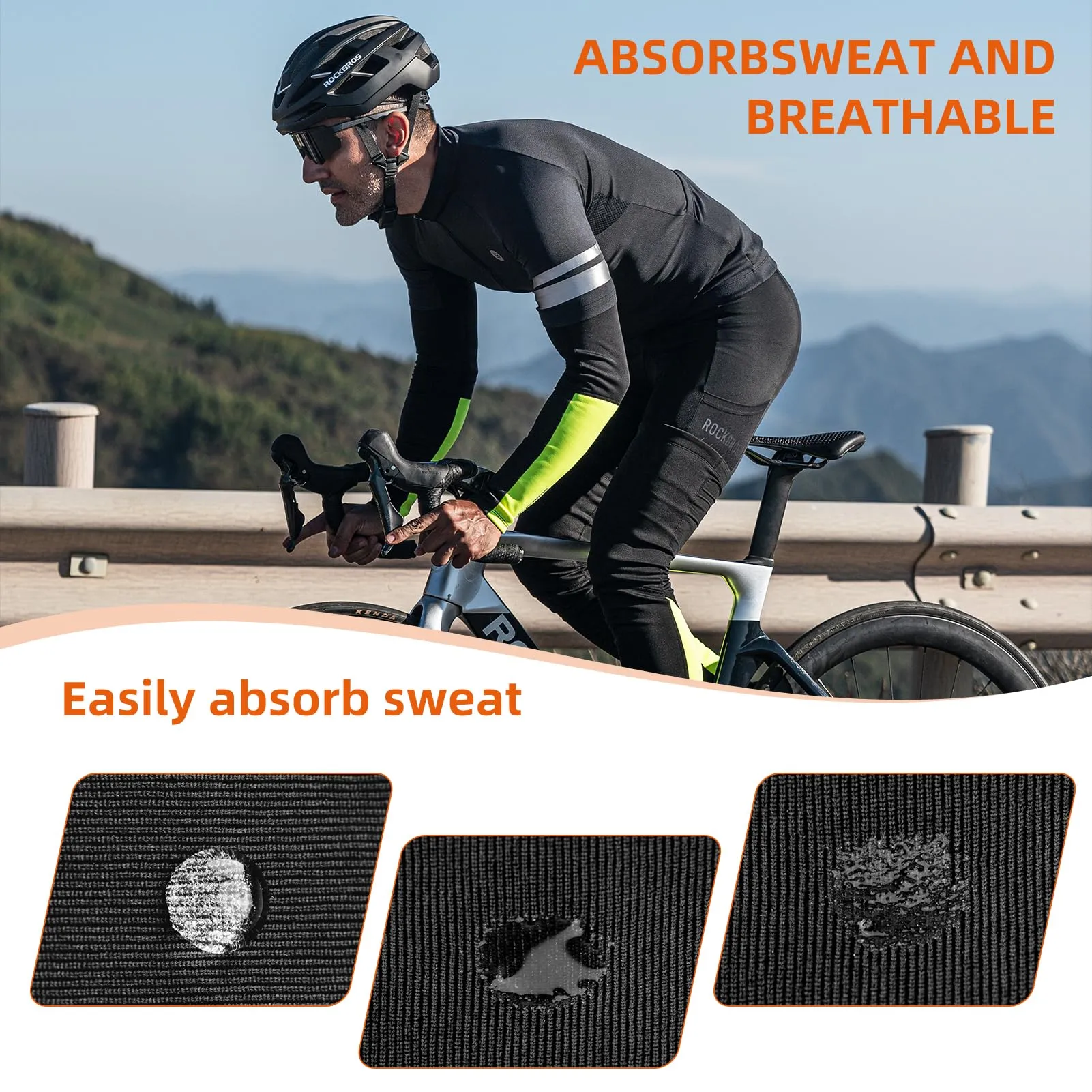 ROCKBROS Thermal Compression Arm Warmers for Men, Cycling Arm Sleeves for Winter Outdoor Activities