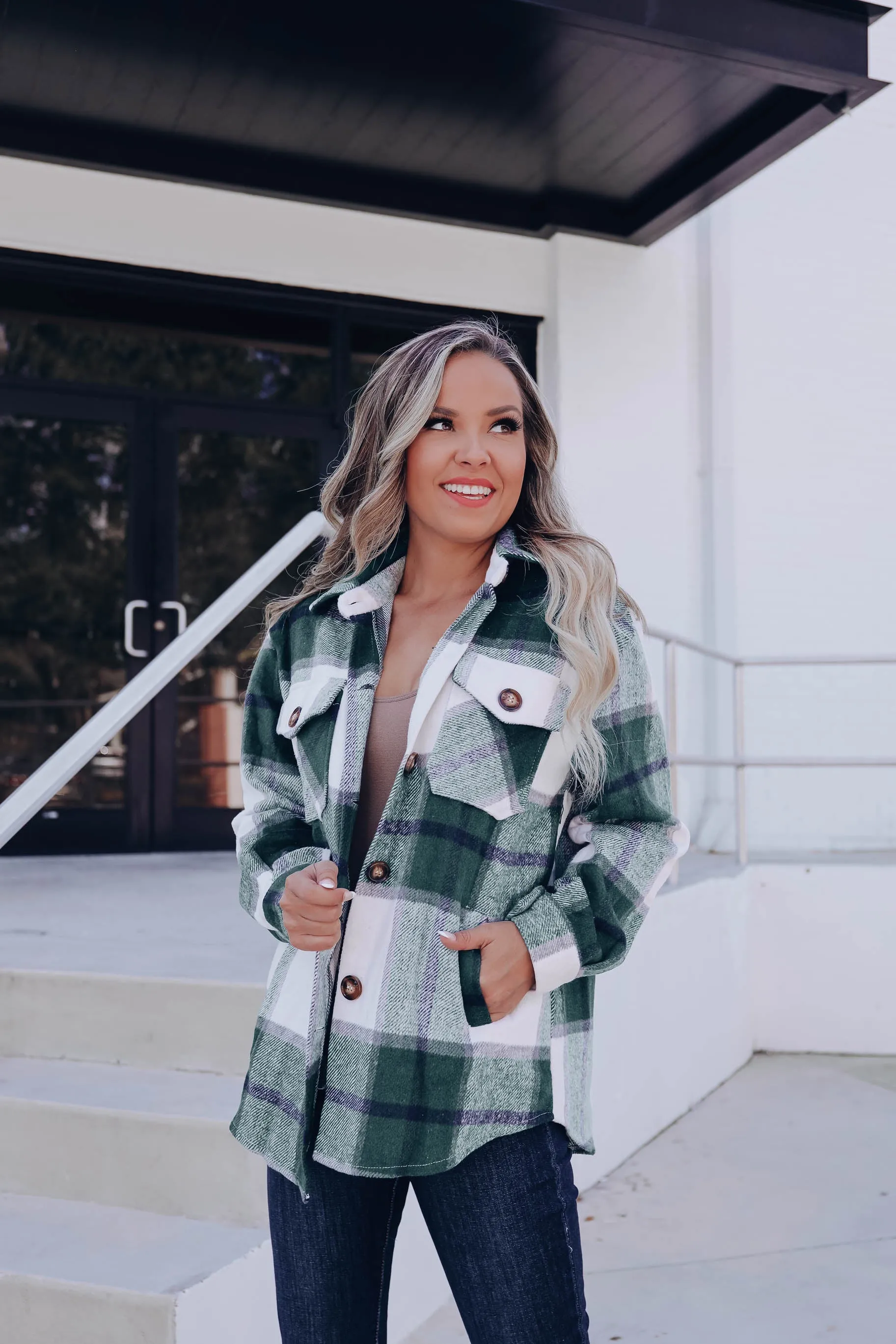 Rosetta Plaid Brushed Jacket - Hunter Green