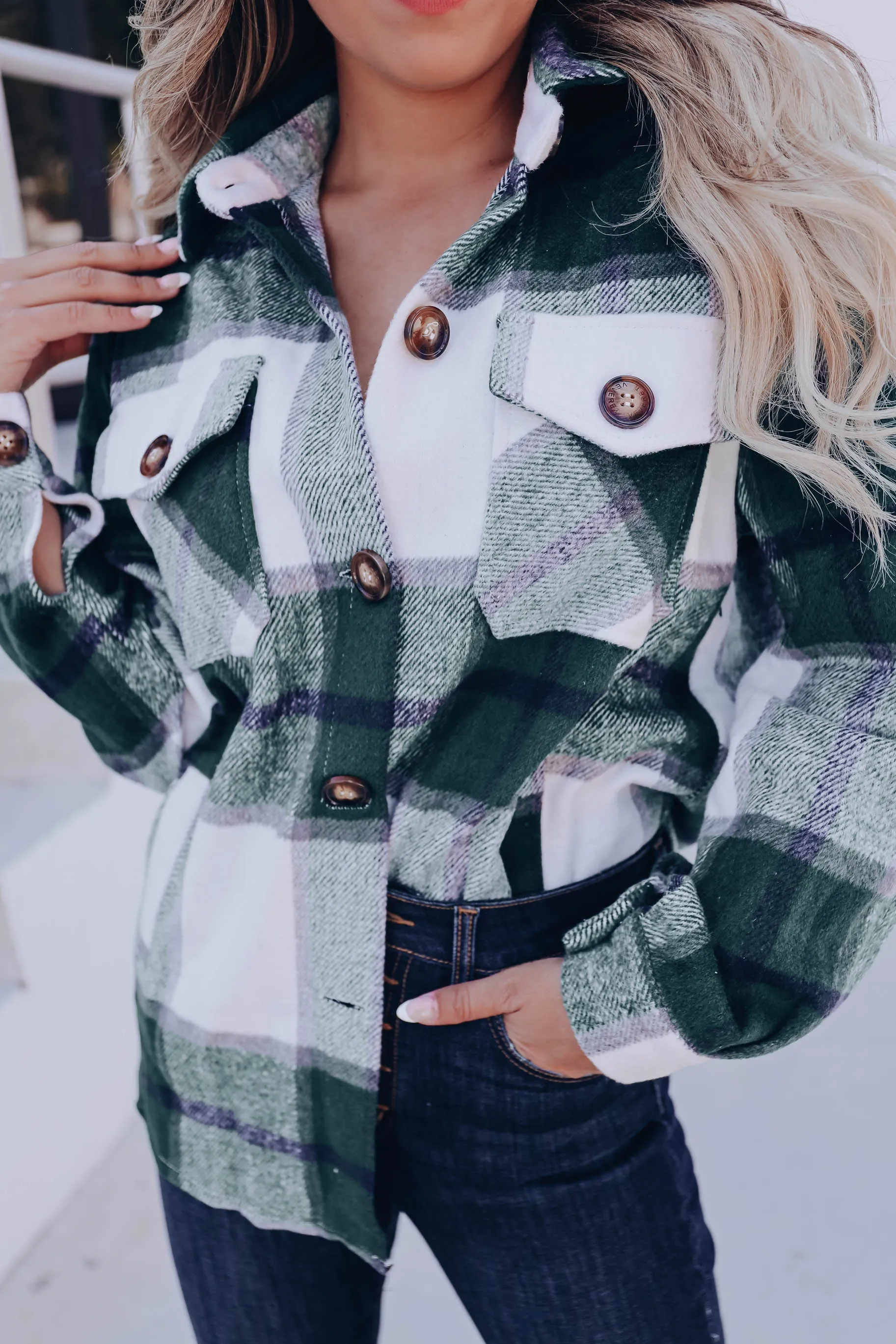 Rosetta Plaid Brushed Jacket - Hunter Green