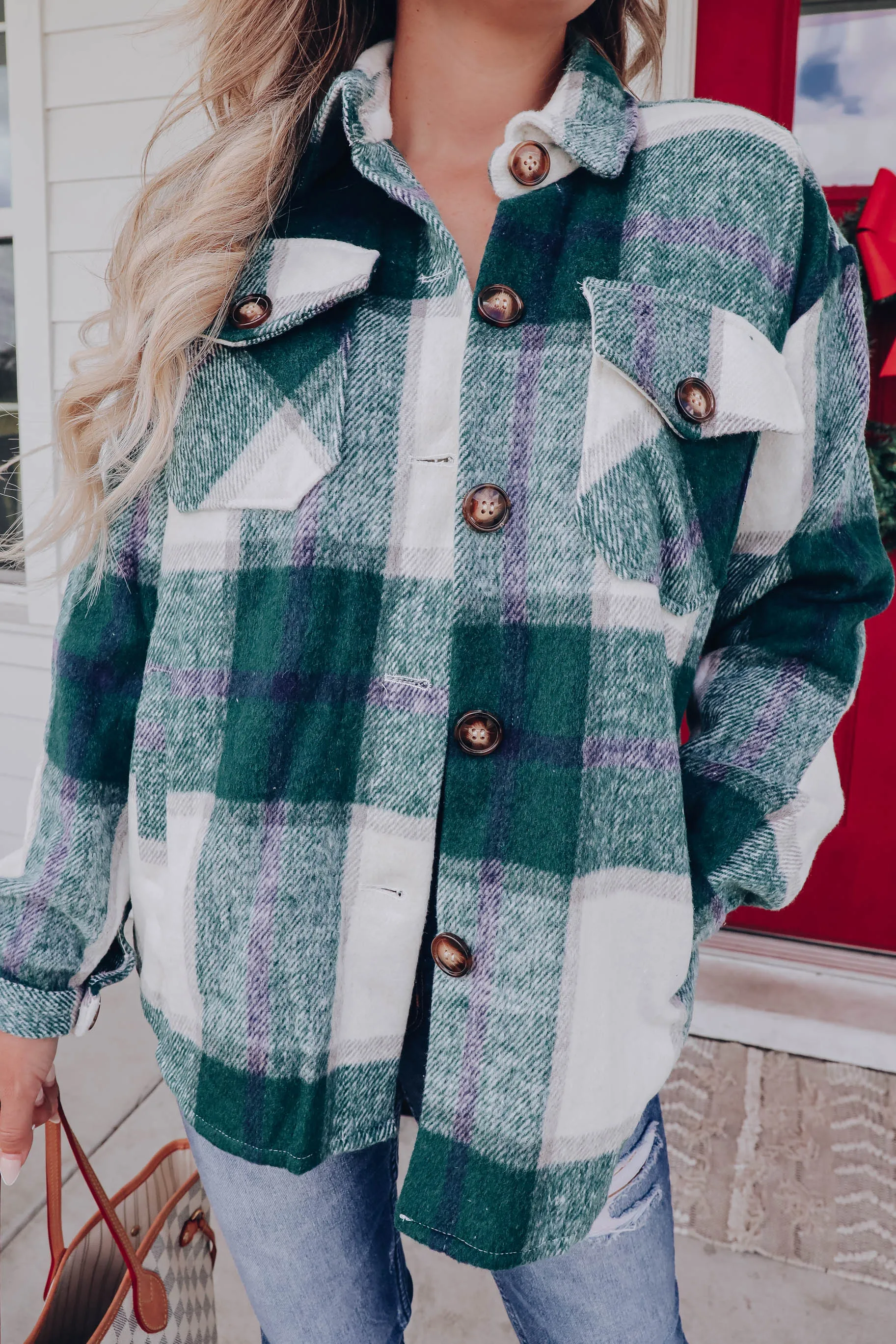 Rosetta Plaid Brushed Jacket - Hunter Green