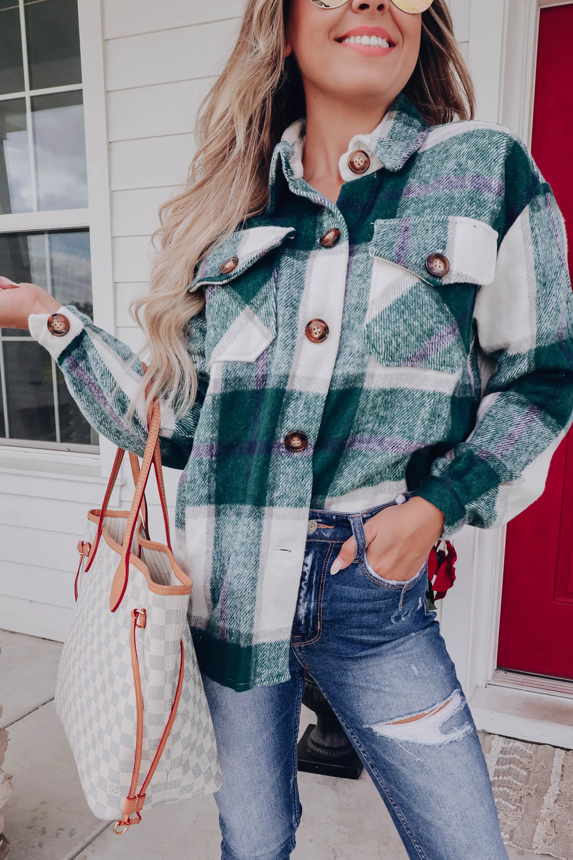 Rosetta Plaid Brushed Jacket - Hunter Green