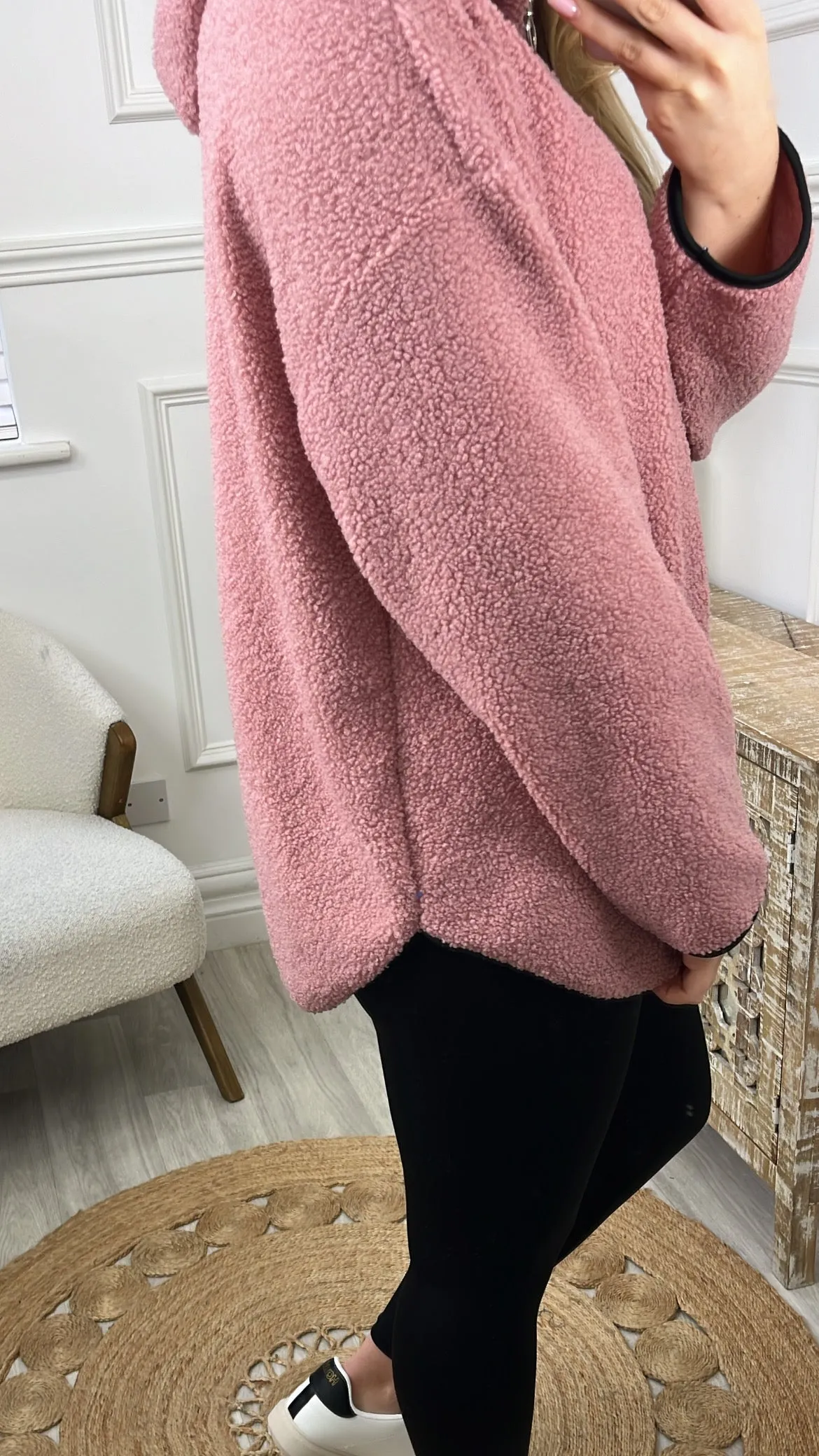 Ruth Blush Teddy Half Zip Pullover