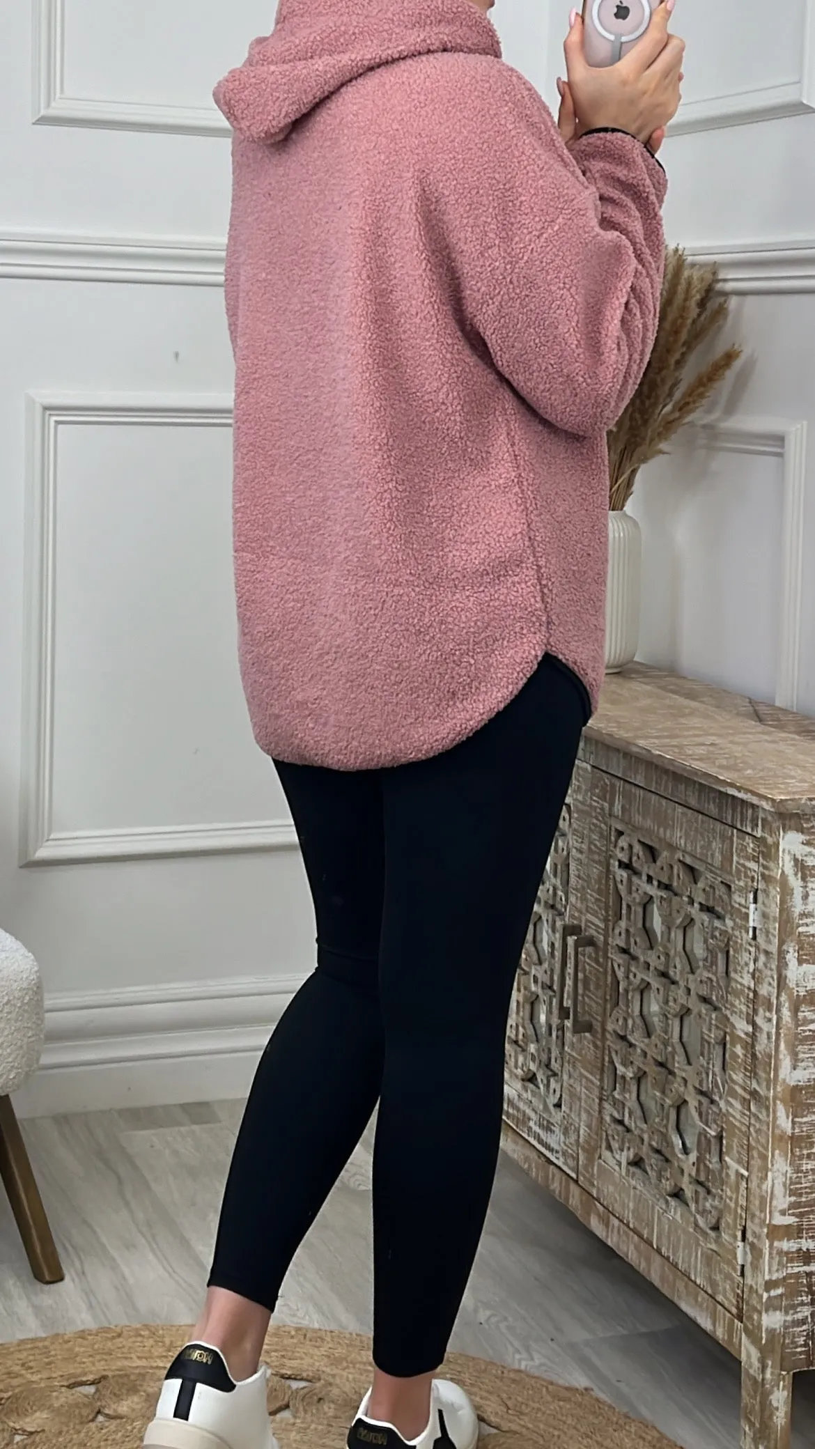 Ruth Blush Teddy Half Zip Pullover