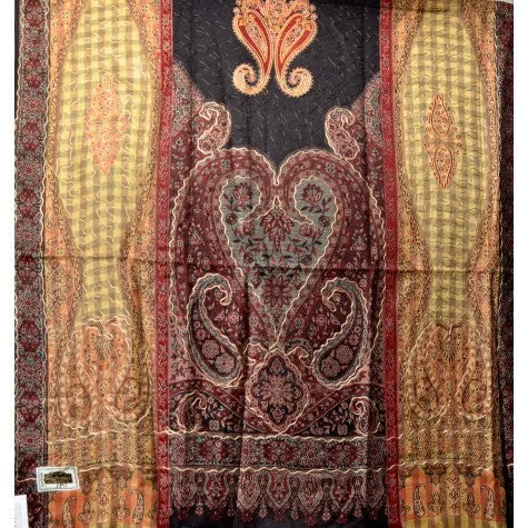 Shawl - Black with Golden Embroidery